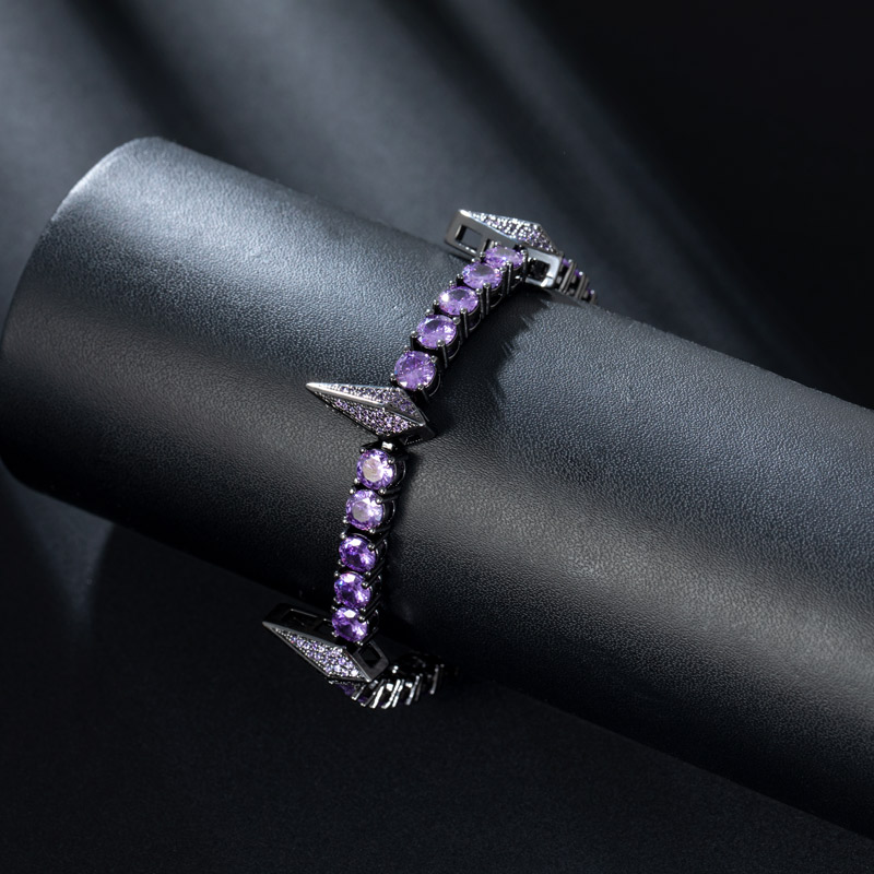 5mm Purple Fight Tooth And Claw Tennis Bracelet In Black Gold Iced Out - Image 5