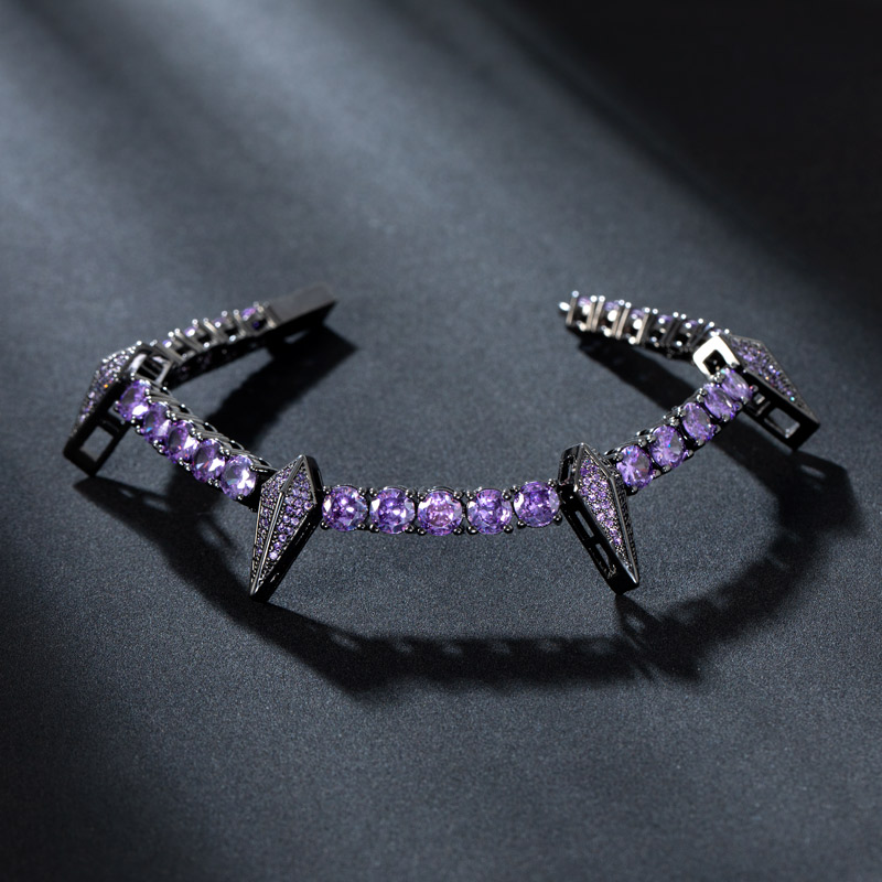 5mm Purple Fight Tooth And Claw Tennis Bracelet In Black Gold Iced Out