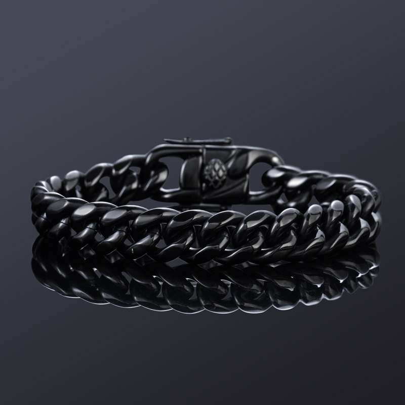 10mm Stainless Steel Cuban Bracelet In Black Gold With Street Luxury Shine - Image 3