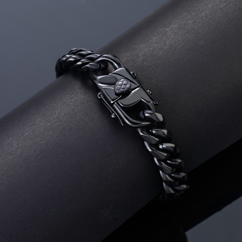 10mm Stainless Steel Cuban Bracelet In Black Gold With Street Luxury Shine - Image 4