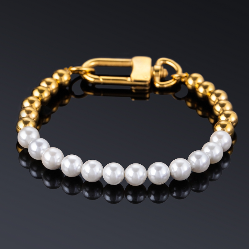 7mm Half Beads And Pearl Bracelet Bold Statement Style With Street Luxury