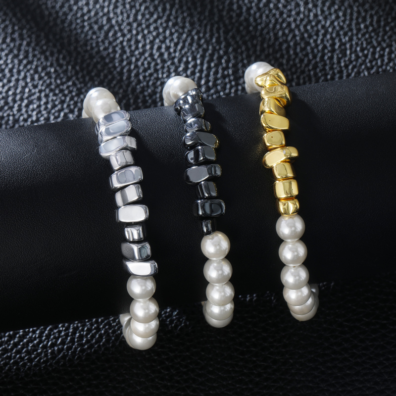 Black Gallstone Pearl Bracelet Bold Statement Style With Street Luxury - Image 6