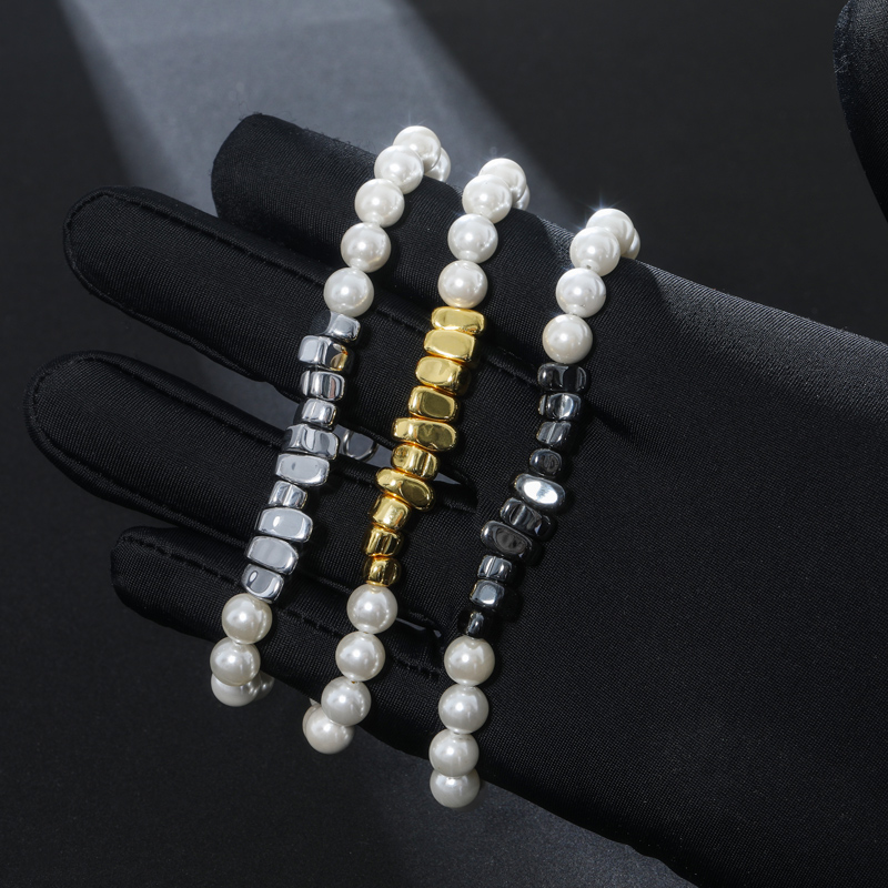 Black Gallstone Pearl Bracelet Bold Statement Style With Street Luxury