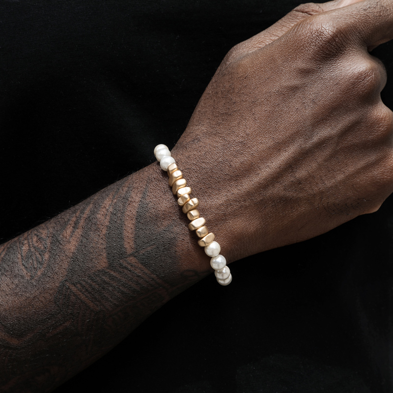 Frosted Black Gallstone Pearl Bracelet Silver With Street Luxury Shine - Image 3
