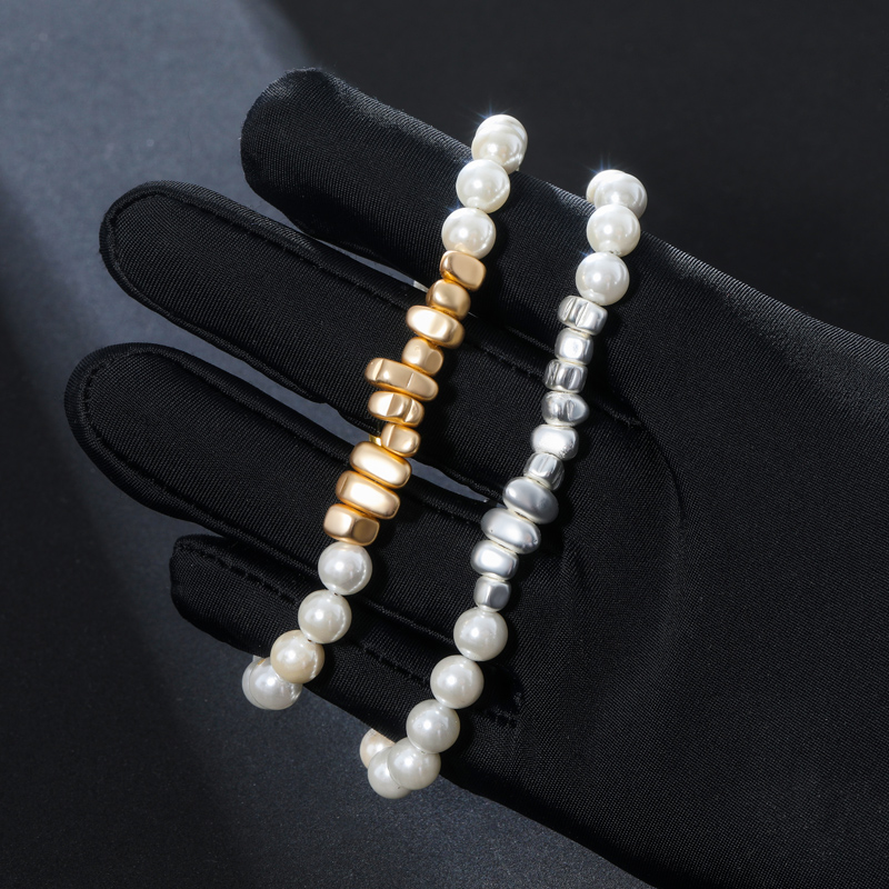 Frosted Black Gallstone Pearl Bracelet Silver With Street Luxury Shine - Image 5