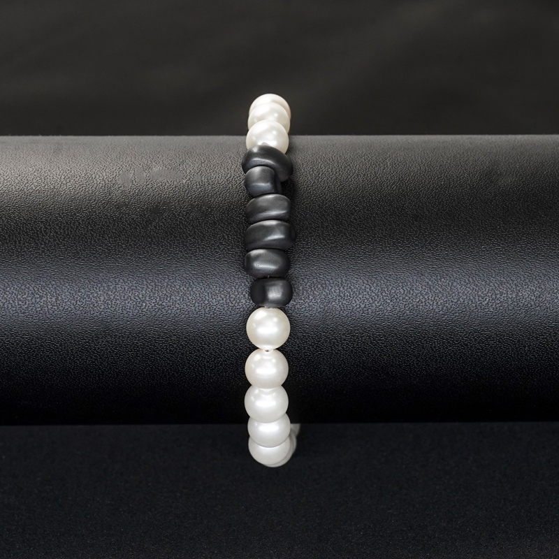 Frosted Black Gallstone Pearl Bracelet Silver With Street Luxury Shine - Image 6