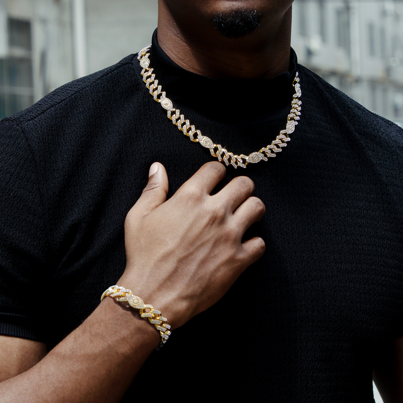 Iced Out Evil Eyes 12mm Cuban Bracelet Gold With Street Luxury Shine - Image 5