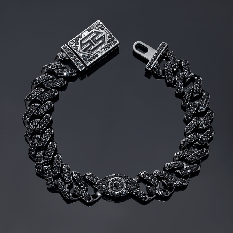 Iced Out Evil Eyes 12mm Cuban Bracelet Gold With Street Luxury Shine - Image 6
