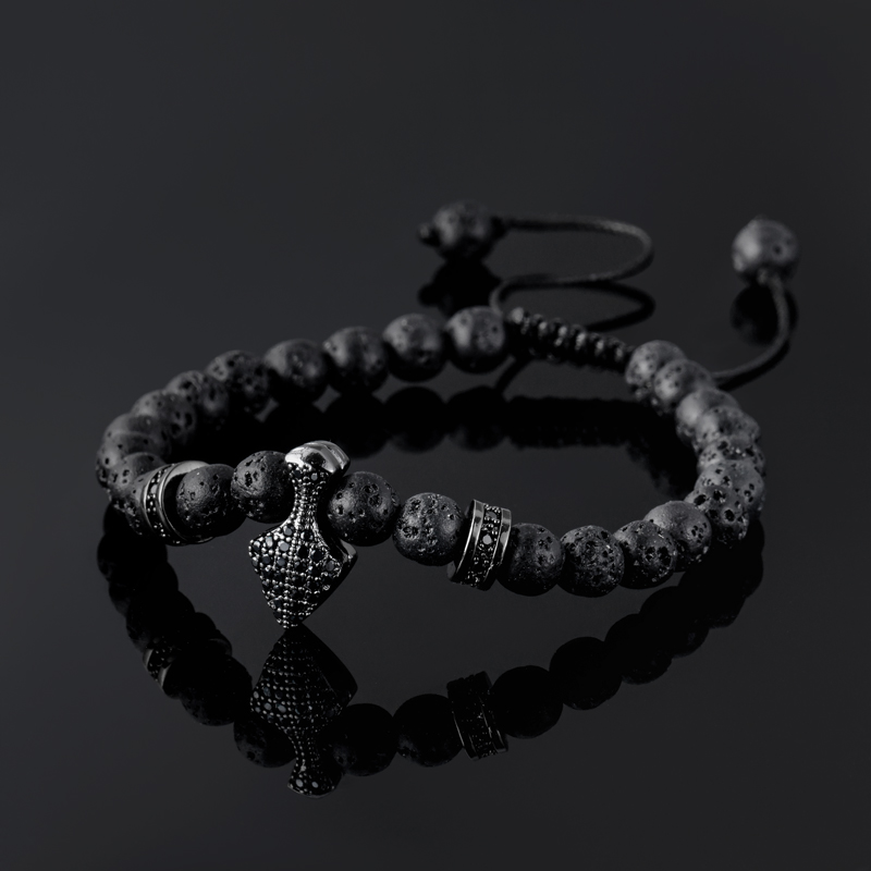 Street Luxury Tiger's Eye Lava Stone Spike Beaded Adjustable Bracelet