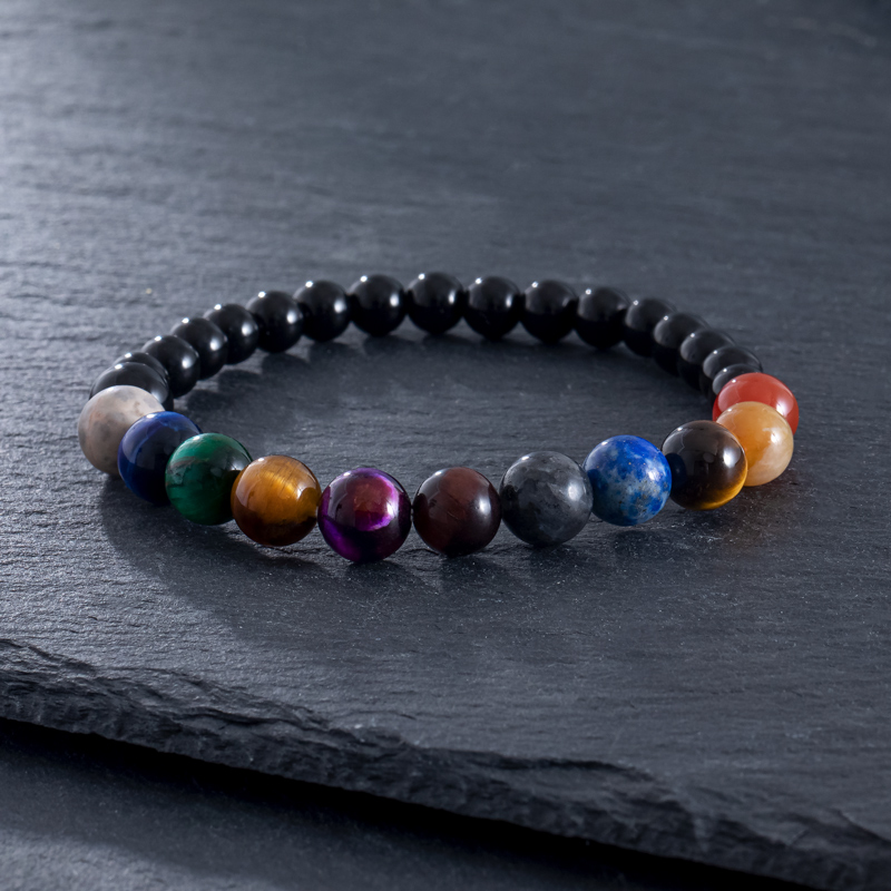 Natural Stones Tiger Eye Obsidian Beaded Bracelet With Street Luxury Shine