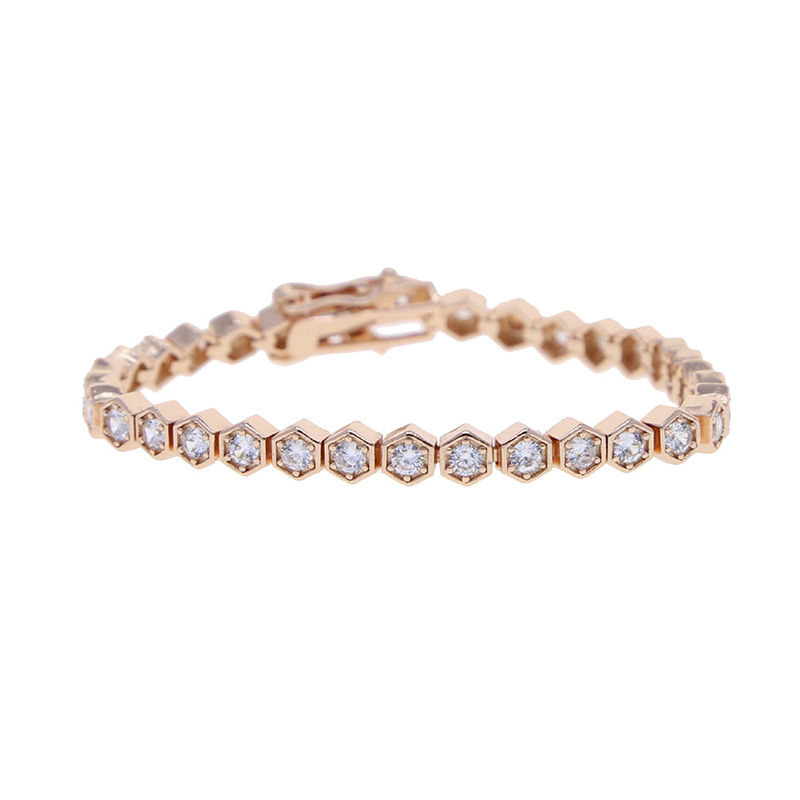 Iced Out Clustered Hexagon Bracelet Gold With Street Luxury Shine - Image 5