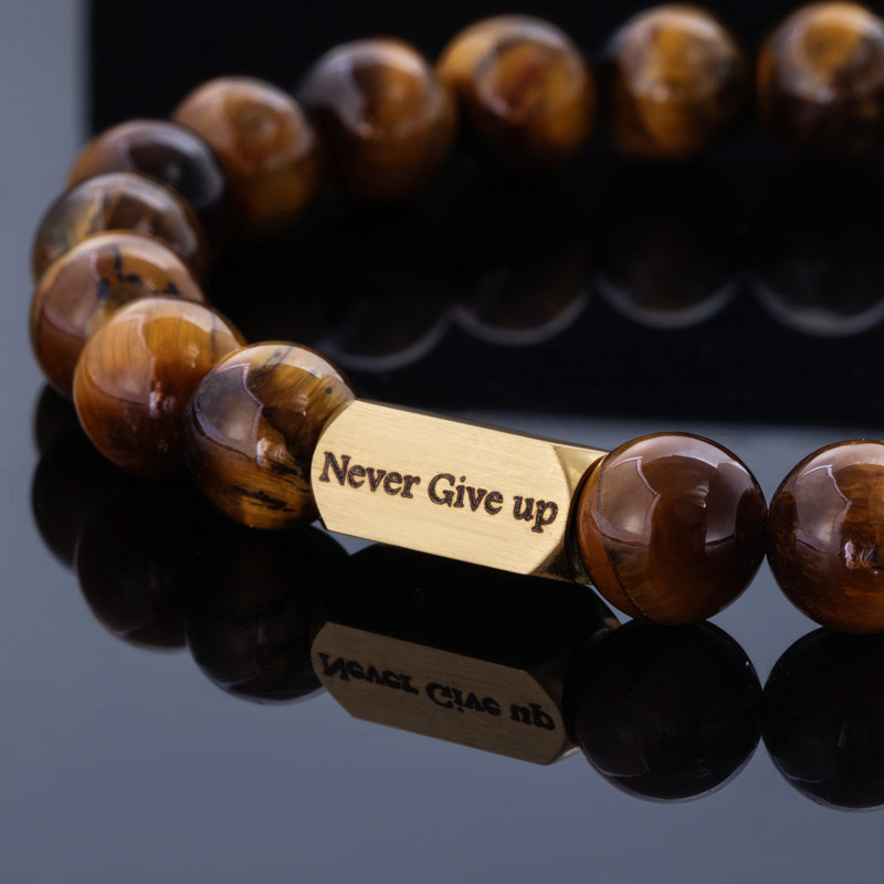 Street Luxury Personalized Engravable Yellow Tiger Eyes Adjustable Bracelet - Image 3