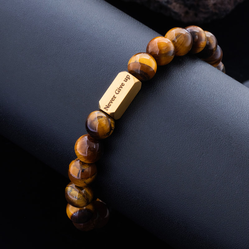 Street Luxury Personalized Engravable Yellow Tiger Eyes Adjustable Bracelet - Image 5