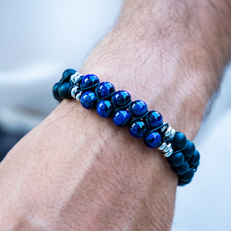 Street Luxury 2 Rows Natural Healing Stone & Copper Beads Braided Bracelet - Image 4