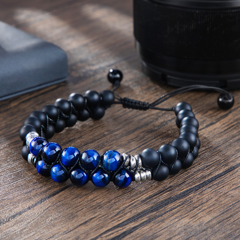 Street Luxury 2 Rows Natural Healing Stone & Copper Beads Braided Bracelet - Image 5