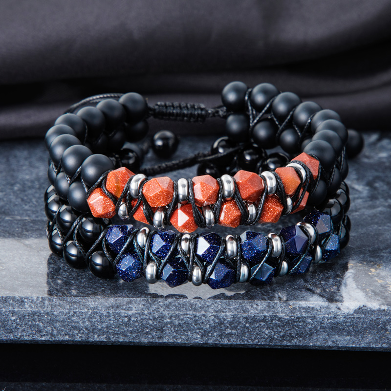 Healing Energy Stone Double Layered Braided Adjustable Bracelet Silver - Image 6