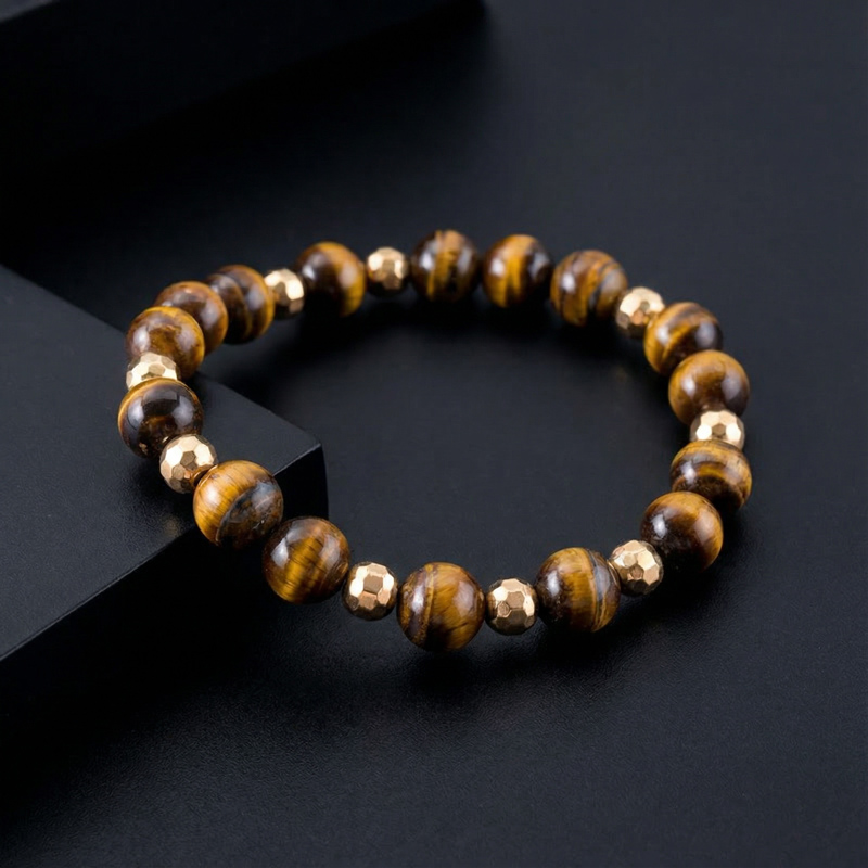 2pcs St. Benedict Medal Tiger Eye Stone & Black Obsidian Stretch Bracelet - Image 8