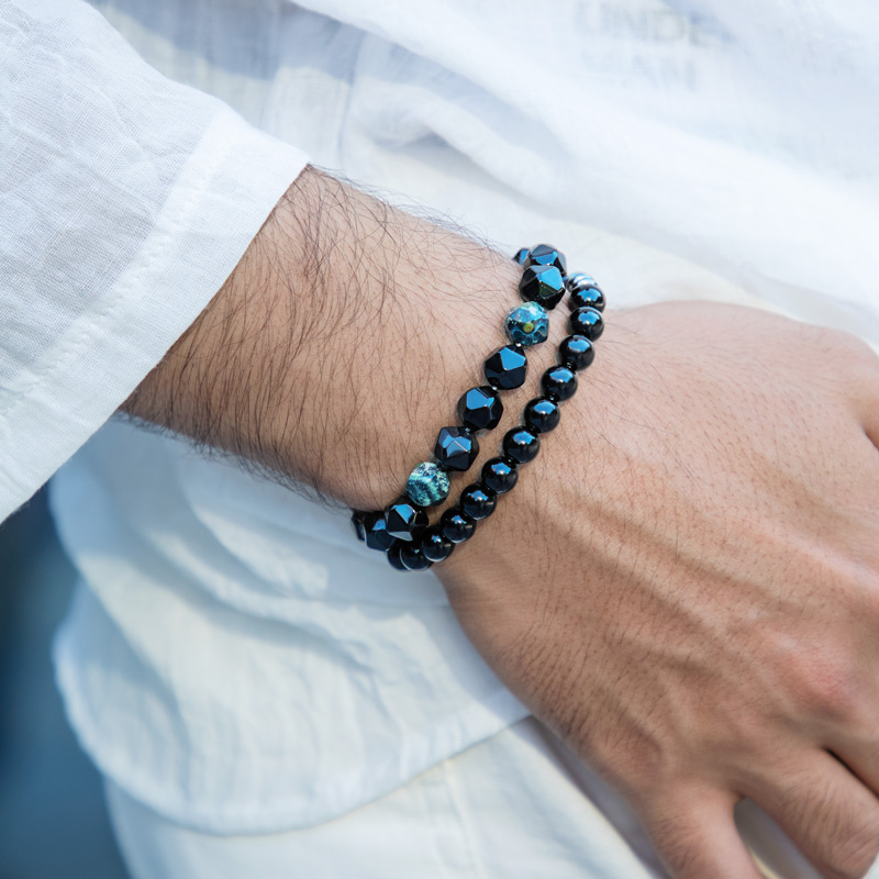 Irregular Natural Healing Stone Beads Stretch Bracelet Silver - Image 3