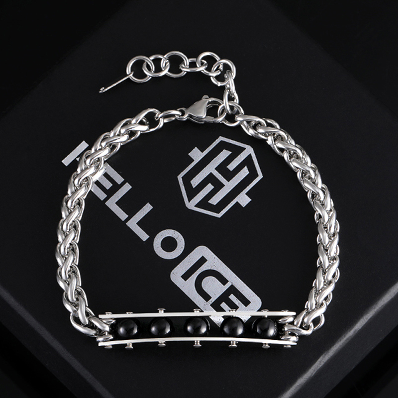 Handmade Beads Slideway Inspired Franco Chain Bracelet Silver - Image 4