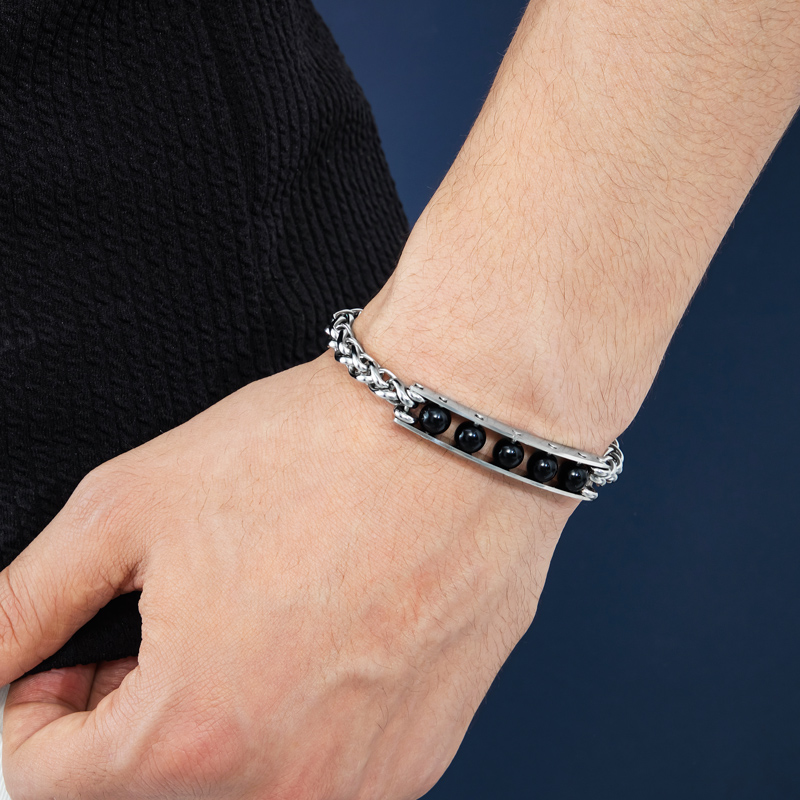 Handmade Beads Slideway Inspired Franco Chain Bracelet Silver - Image 5