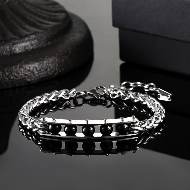 Handmade Beads Slideway Inspired Franco Chain Bracelet Silver
