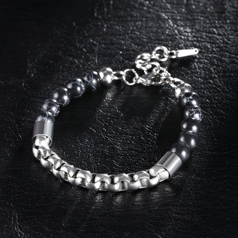 Half Round Box Chain Beads Bracelet Bold Statement Style With Street Luxury - Image 5