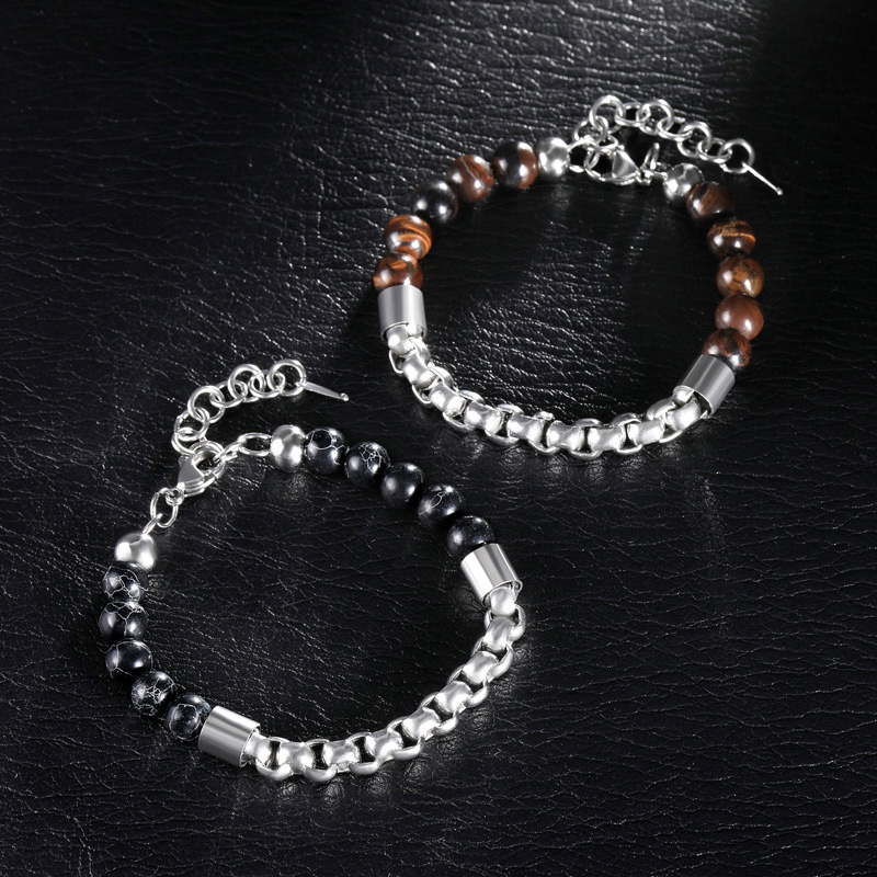 Half Round Box Chain Beads Bracelet Bold Statement Style With Street Luxury - Image 6