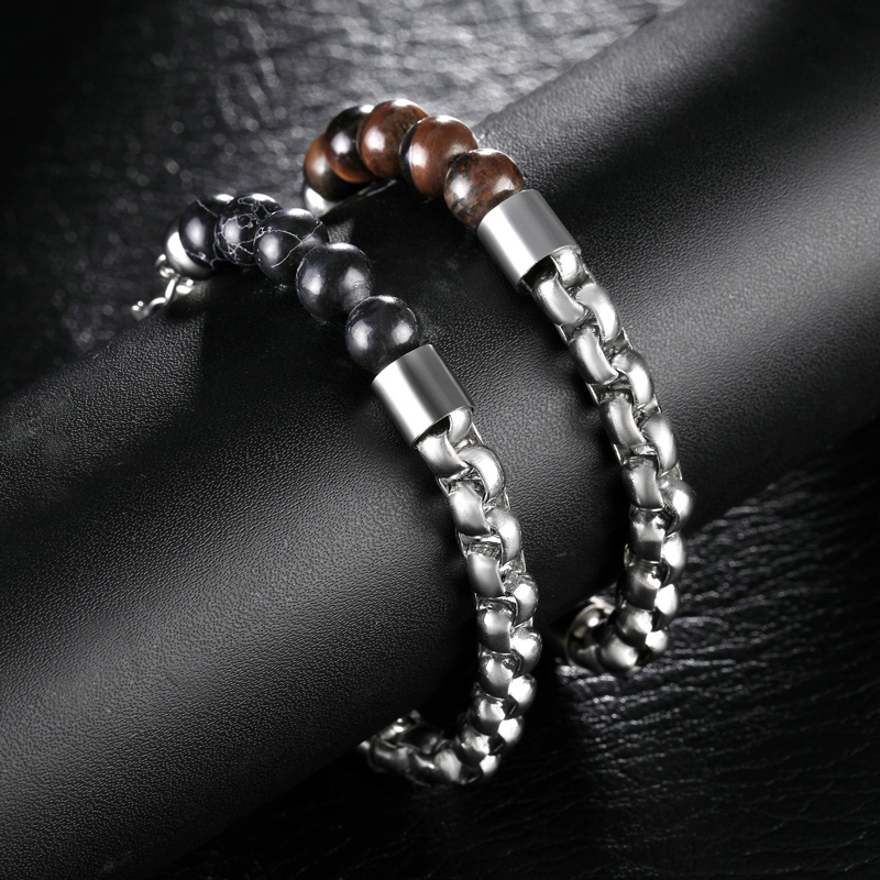Half Round Box Chain Beads Bracelet Bold Statement Style With Street Luxury - Image 7