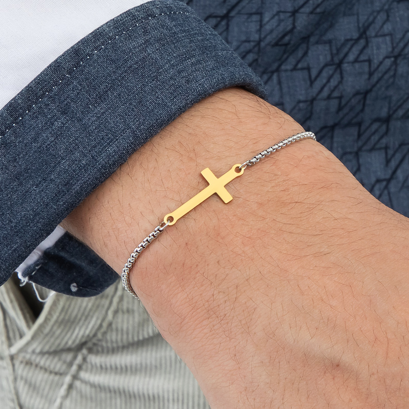 Gold Cross Adjustable Bracelet Gold With Bold Statement Appeal - Image 3