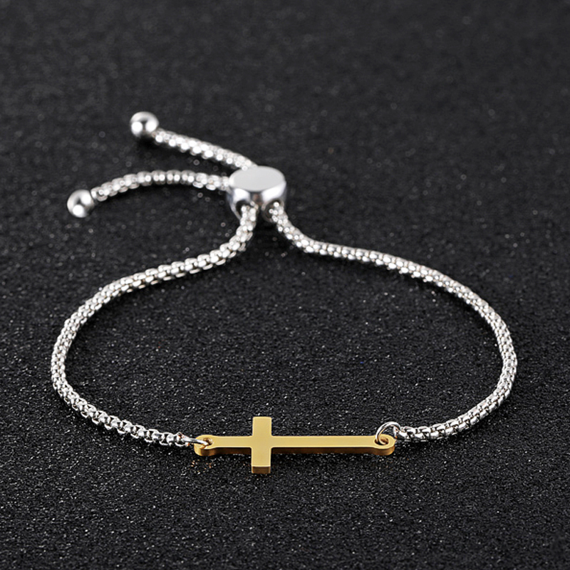 Gold Cross Adjustable Bracelet Gold With Bold Statement Appeal - Image 4