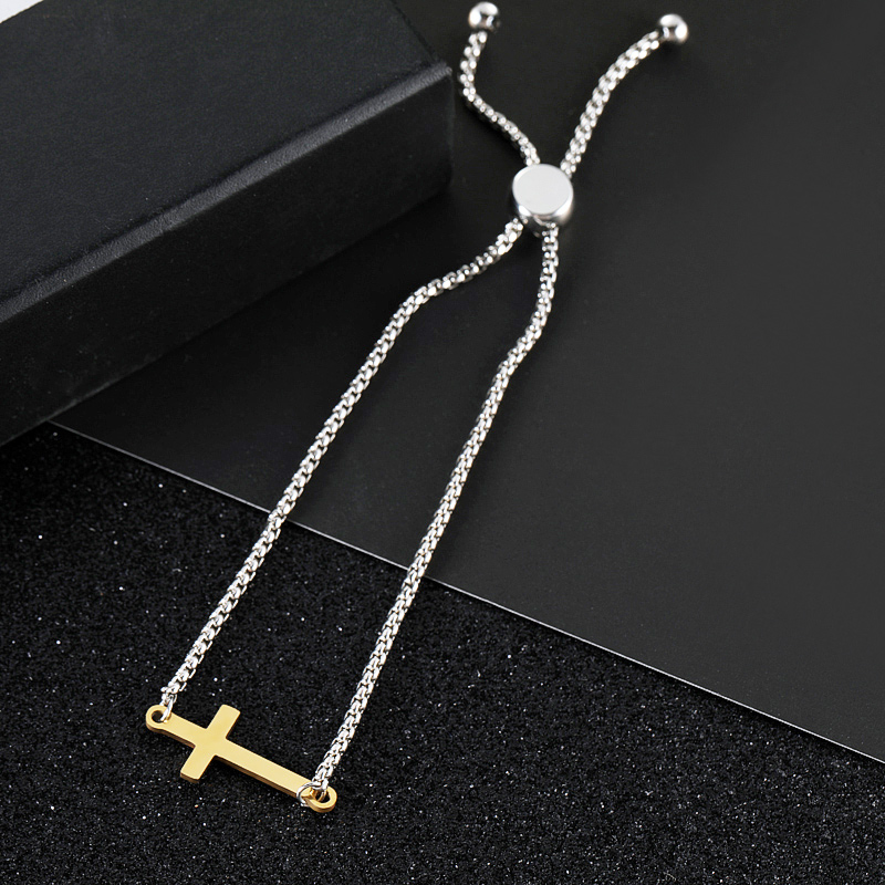Gold Cross Adjustable Bracelet Gold With Bold Statement Appeal - Image 6