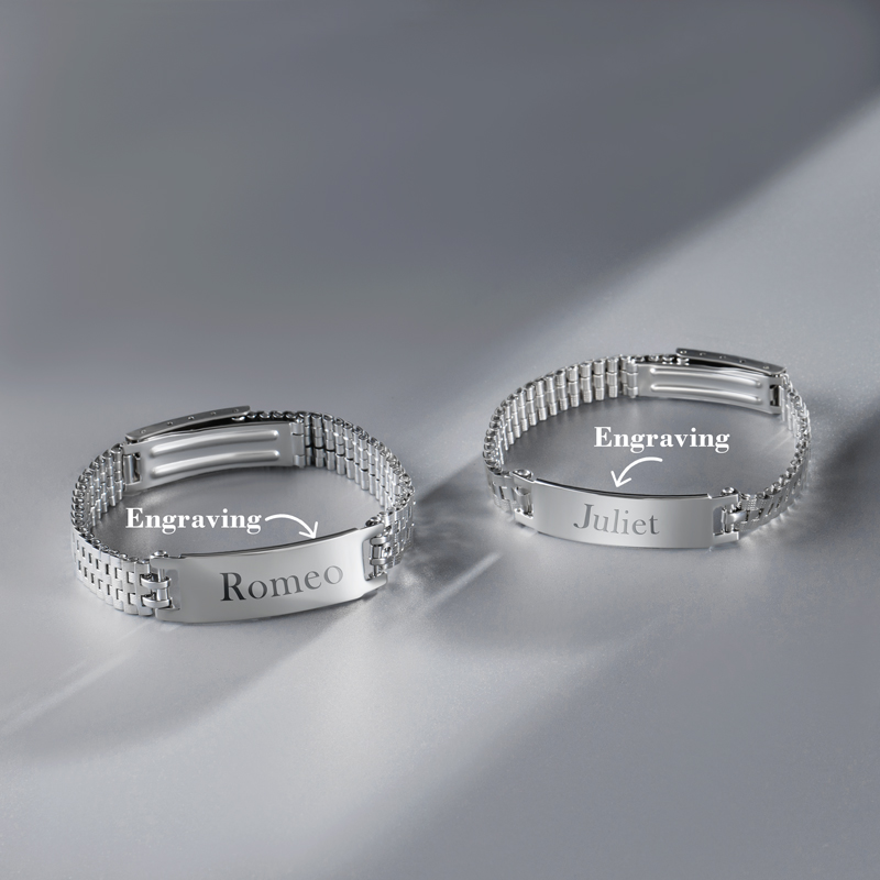 8mm Engraved Stainless Steel Adjustable Bracelet For Women Silver - Image 5