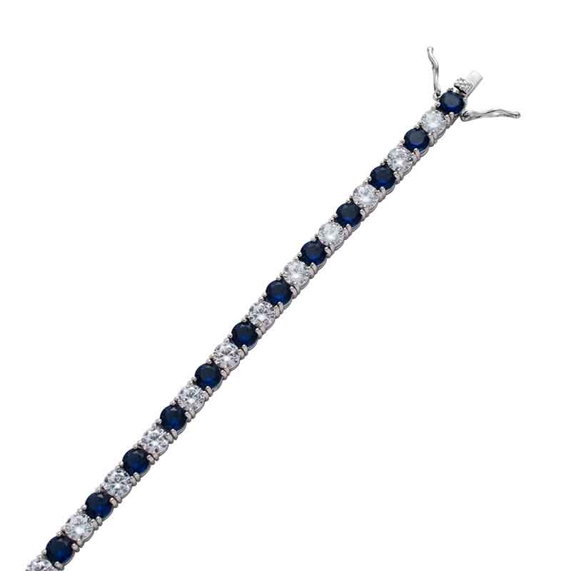 5mm White & Sapphire Single Row Tennis Bracelet In White Gold Iced Out - Image 4