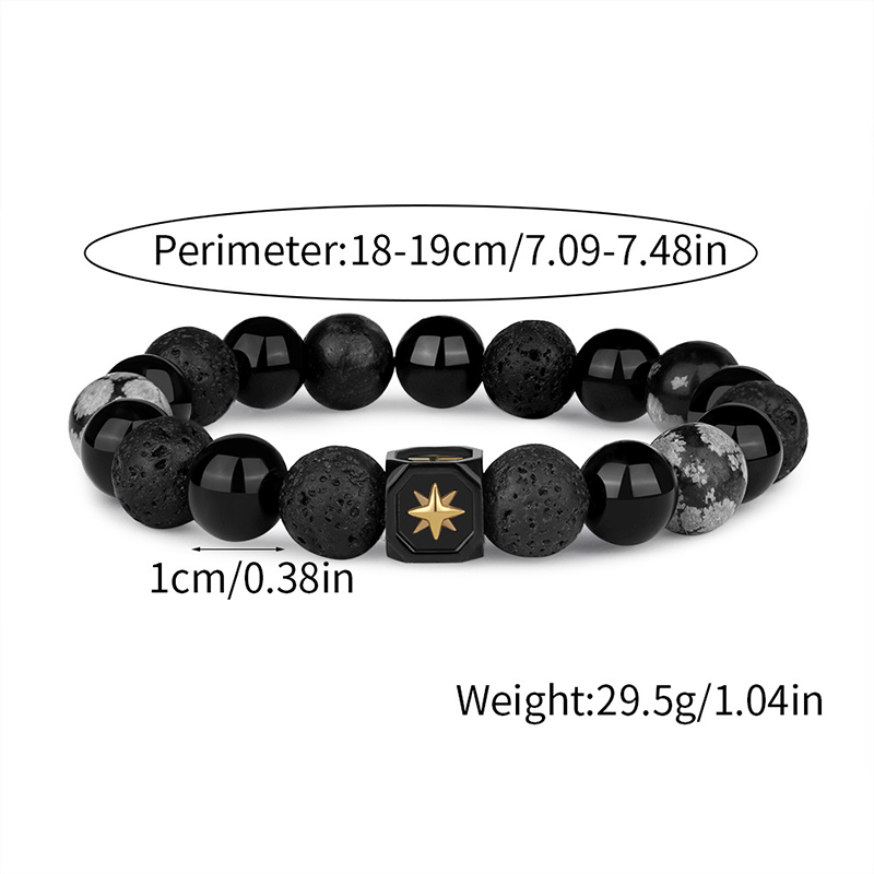 Hexagram Planet Volcanic Stone & Alabaster Beaded Power Bracelet Silver - Image 5