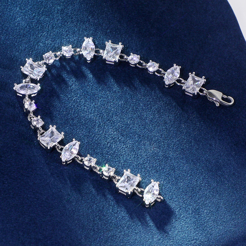 Iced Out Cz Clear Mixed Shape Tennis Bracelet Gold With Street Luxury Shine - Image 6