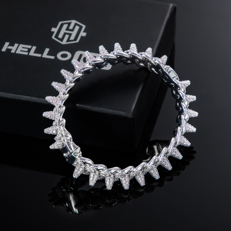 Micro Pave Spike Cuban Link Bracelet/bangle Gold With Street Luxury Shine - Image 3