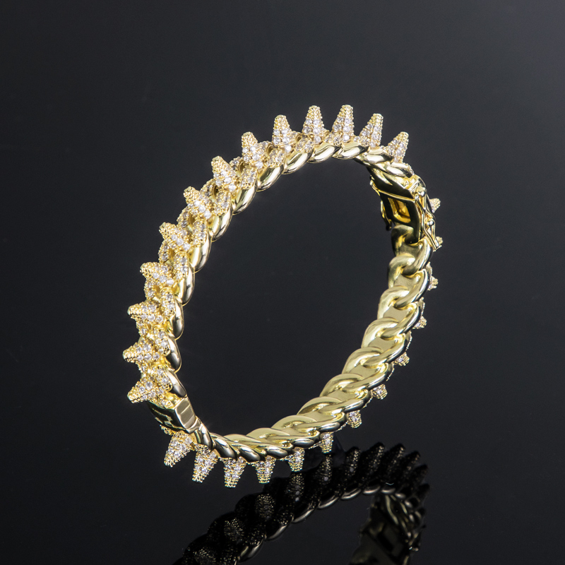 Micro Pave Spike Cuban Link Bracelet/bangle Gold With Street Luxury Shine - Image 4