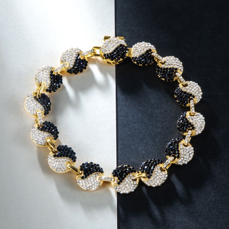 12mm 8 Iced Out Yin Yang Link Bracelet In Gold With Street Luxury Shine - Image 3