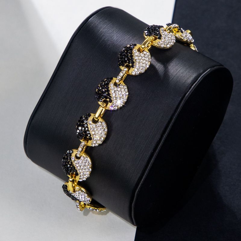 12mm 8 Iced Out Yin Yang Link Bracelet In Gold With Street Luxury Shine - Image 4