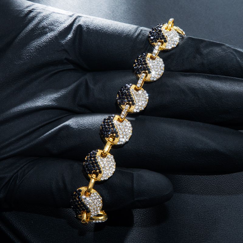 12mm 8 Iced Out Yin Yang Link Bracelet In Gold With Street Luxury Shine - Image 5