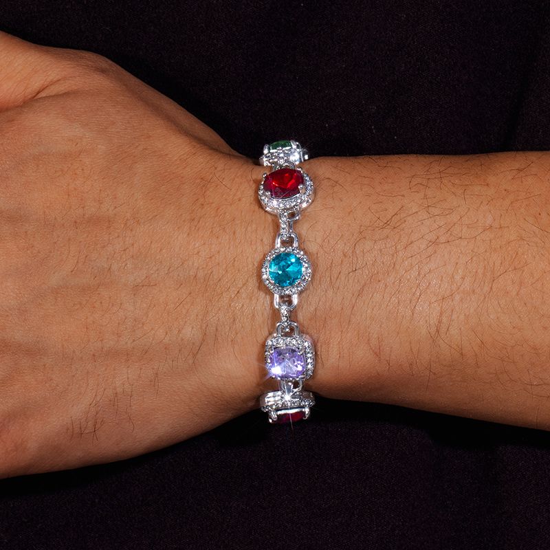 8.5mm Multi-color Diamonds Bracelet In White Gold With Street Luxury Shine - Image 3