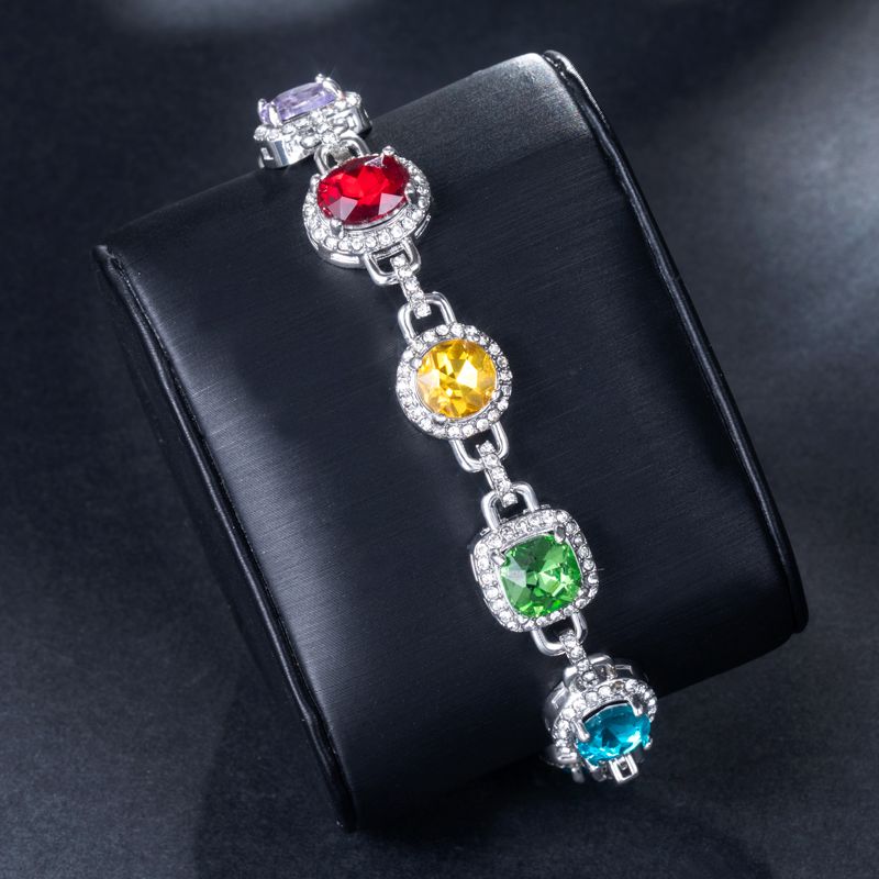 8.5mm Multi-color Diamonds Bracelet In White Gold With Street Luxury Shine - Image 4