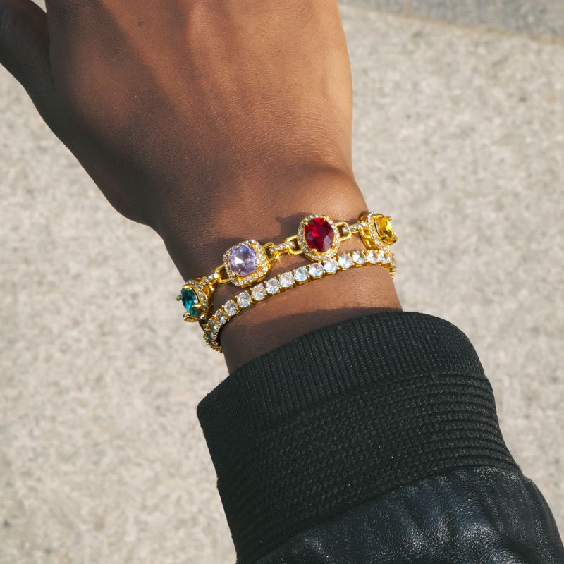 8.5mm Multi-color Diamonds Bracelet In Gold With Street Luxury Shine - Image 6