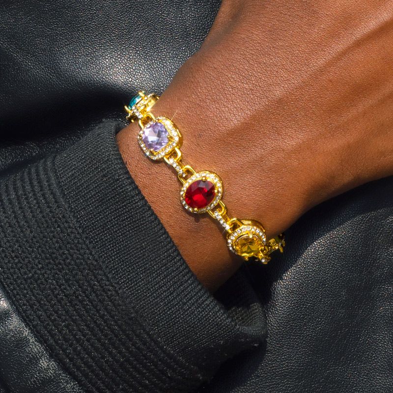 8.5mm Multi-color Diamonds Bracelet In Gold With Street Luxury Shine - Image 7