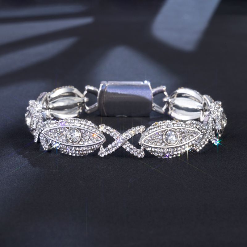Iced Out Evil Eyes With Infinity Bracelet In Gold With Street Luxury Shine - Image 3