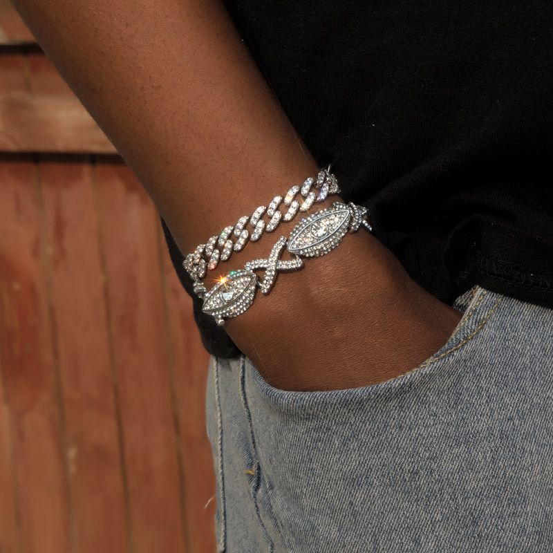 Iced Out Evil Eyes With Infinity Bracelet In Gold With Street Luxury Shine - Image 6