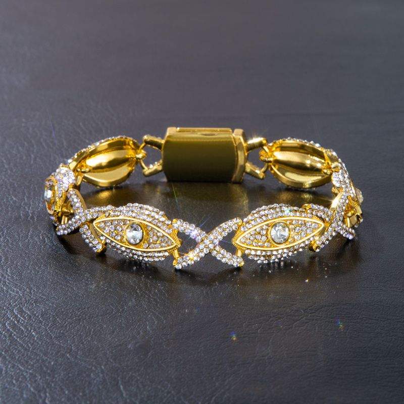 Iced Out Evil Eyes With Infinity Chain In Gold With Street Luxury Shine - Image 3