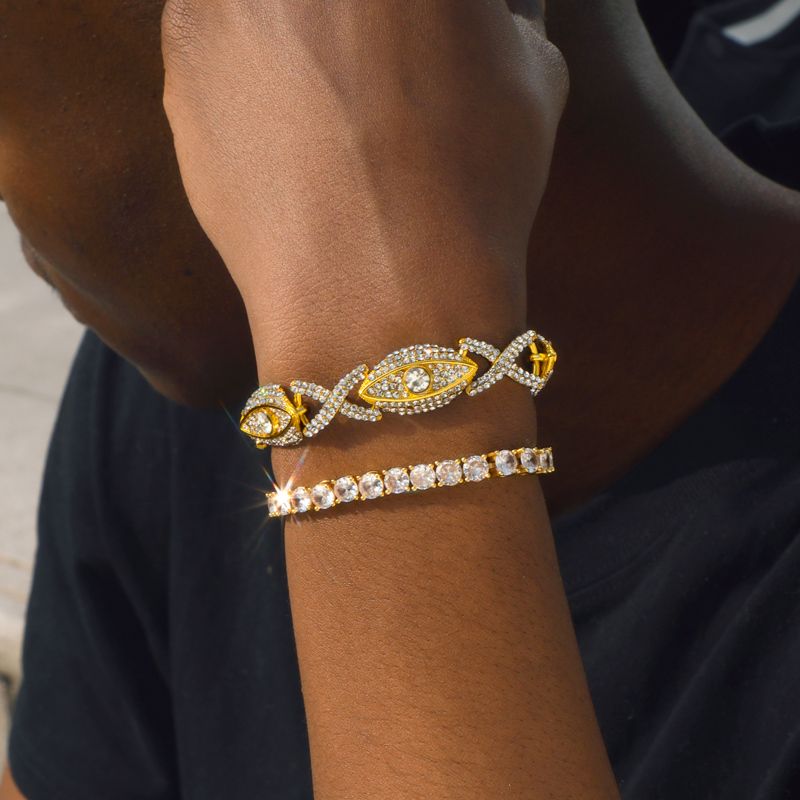 Iced Out Evil Eyes With Infinity Chain In Gold With Street Luxury Shine - Image 6