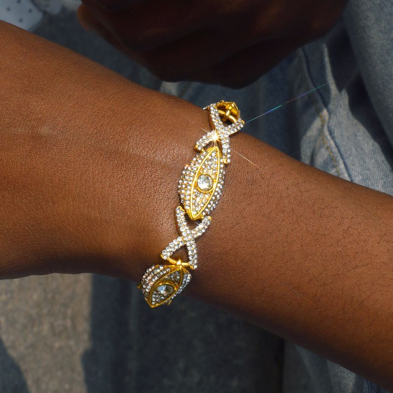 Iced Out Evil Eyes With Infinity Chain In Gold With Street Luxury Shine