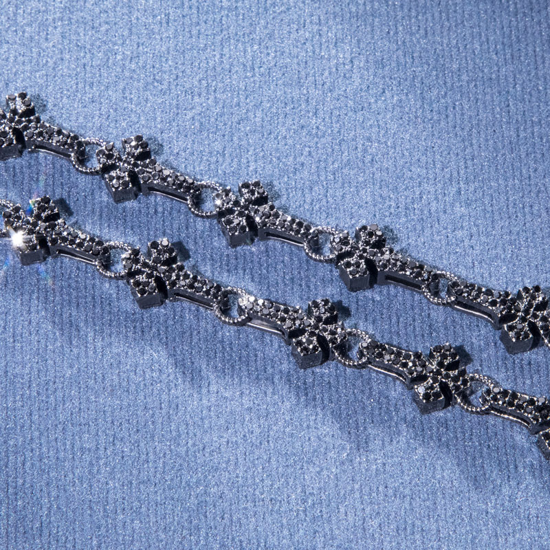11mm Micro Pave Cross Link Bracelet In Black Gold With Street Luxury Shine - Image 5